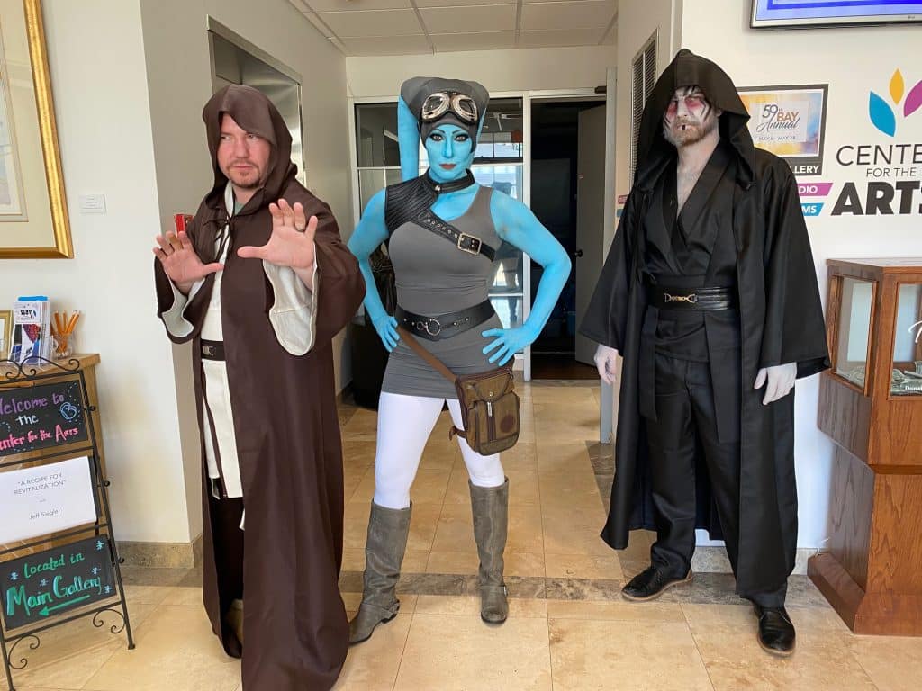 Star Wars characters posing for a photo on May the 4th in Panama City Florida at the Center for the Arts