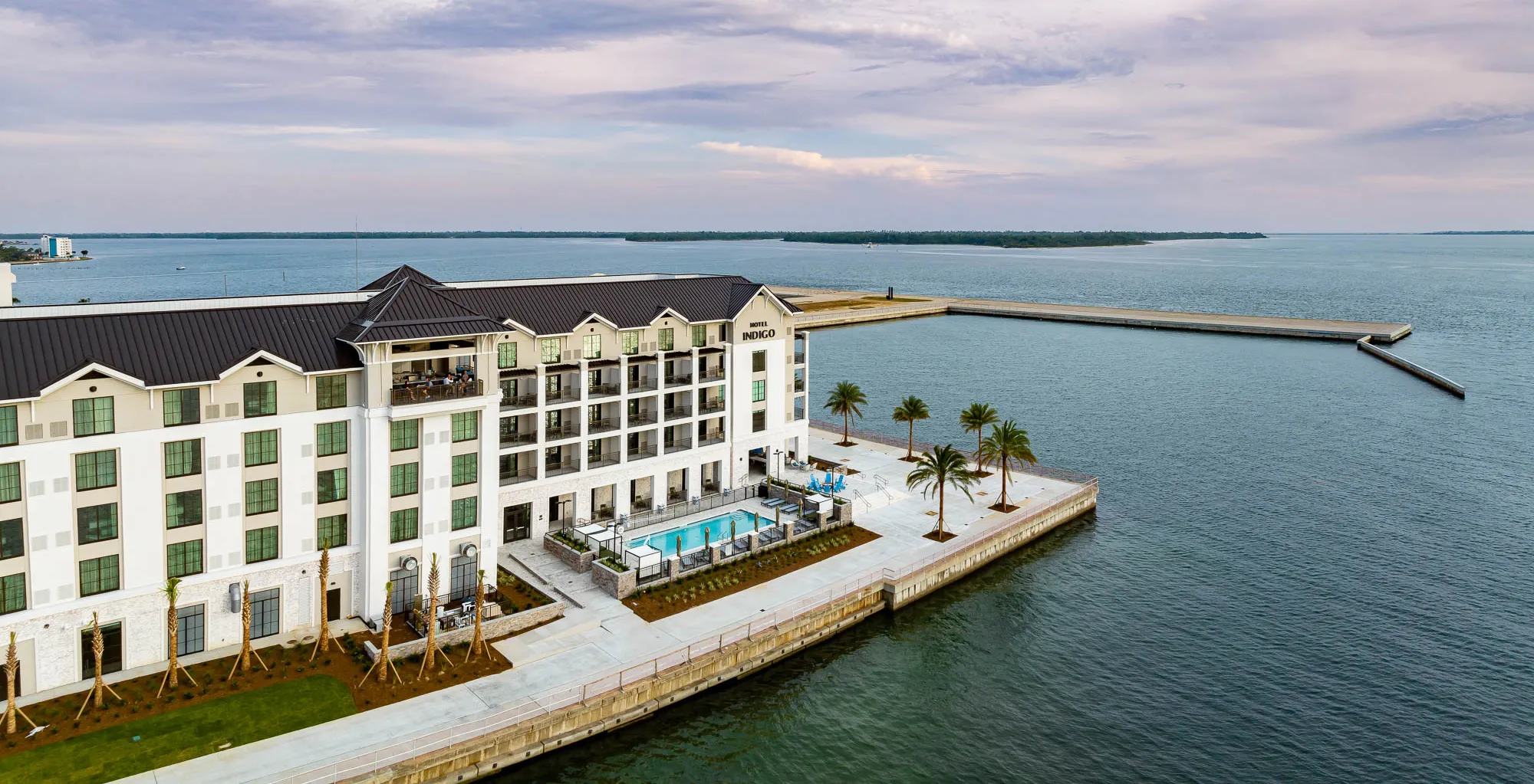 Ariel view of Hotel Indigo in downtown Panama City on the bay