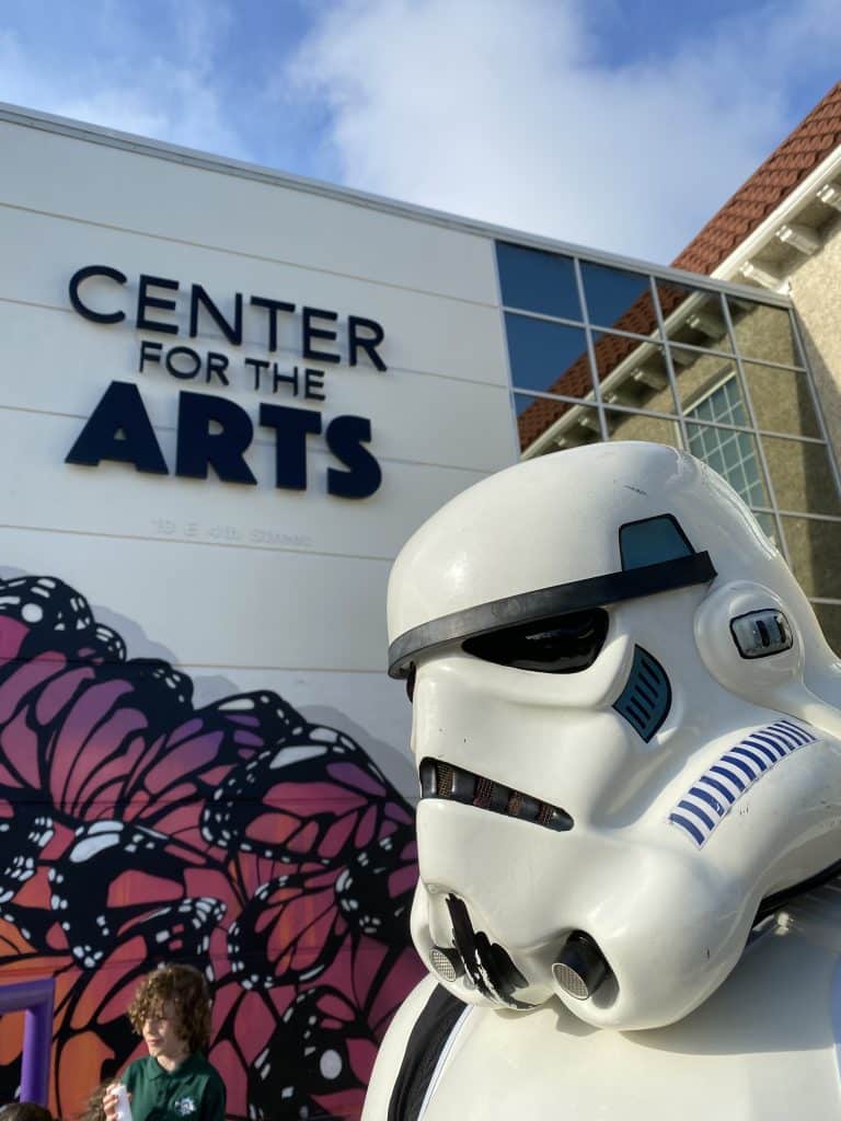 Storm trooper selfie in front of the Center for the Arts in Downtown Panama City on Star Wars Day