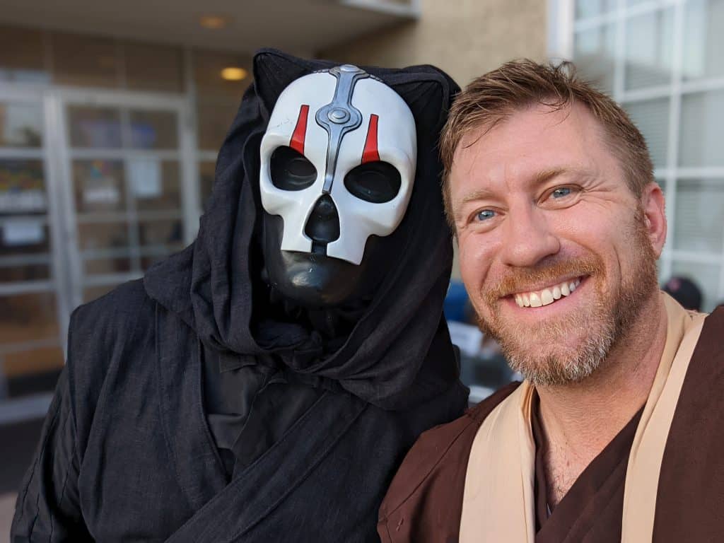Star Wars Day Founder Aaron Rich posed with a character from Star Wars on the May the Fourth event week in downtown Panama City