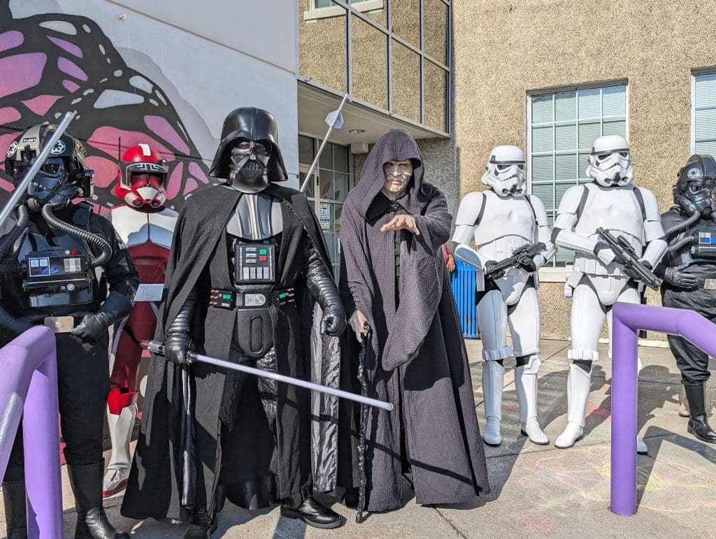 Star Wars characters posing for a photo on May the 4th in Panama City Florida